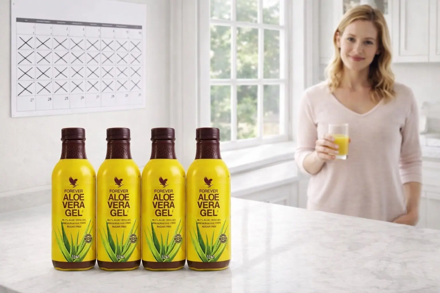 Vier Flaschen Forever Aloe Vera Gel im 4-Pack