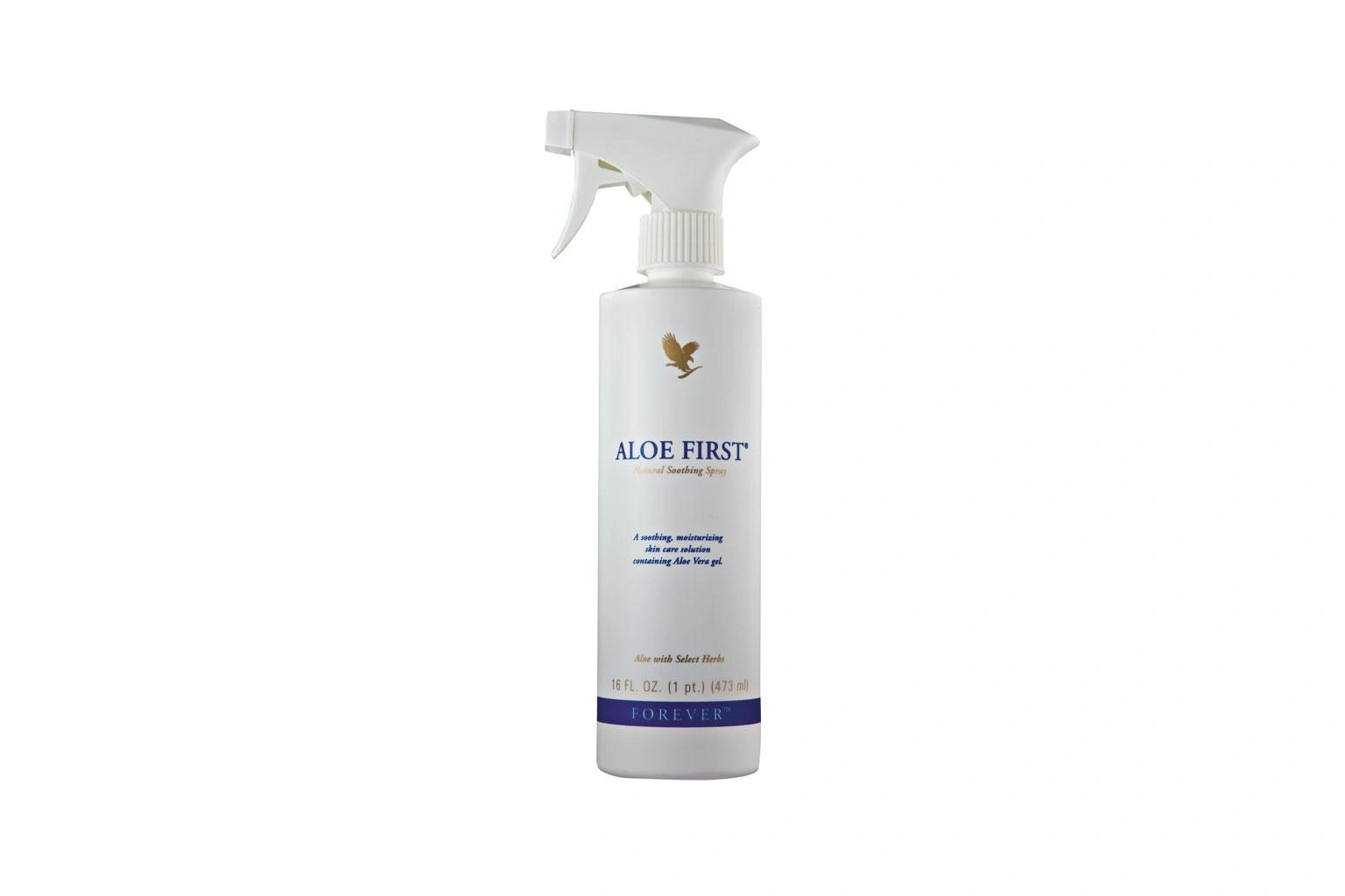Aloe First – Sprühflasche auf weißem Hintergrund