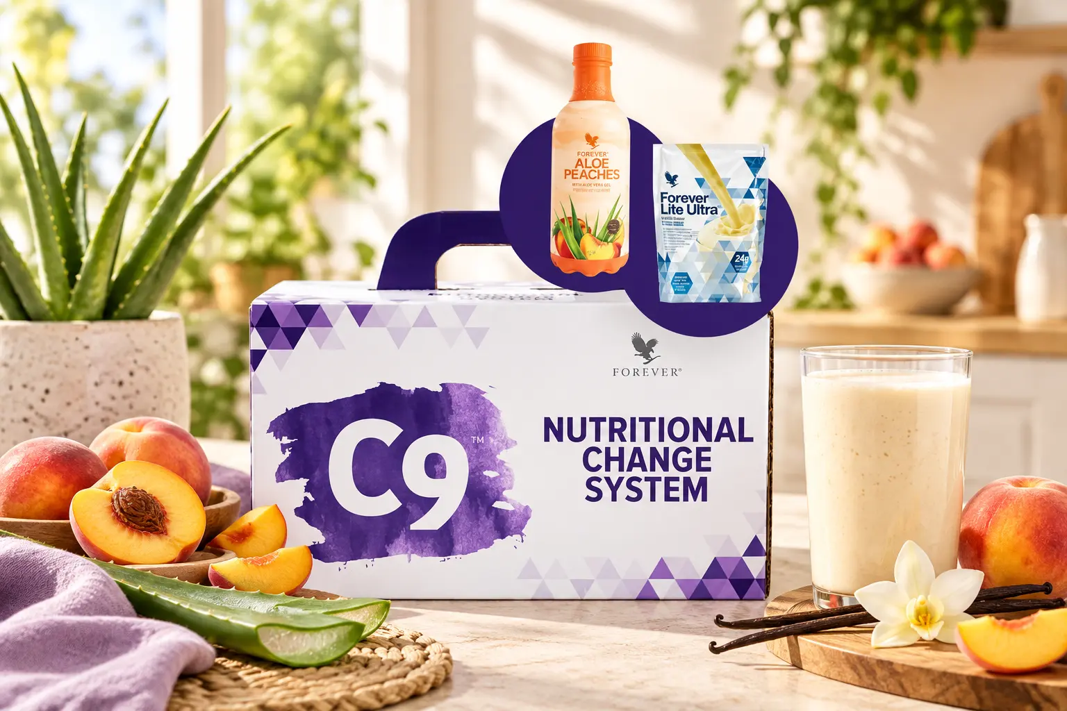 Clean 9 Peach Vanilla in einer Produkt- und Alltagsszene