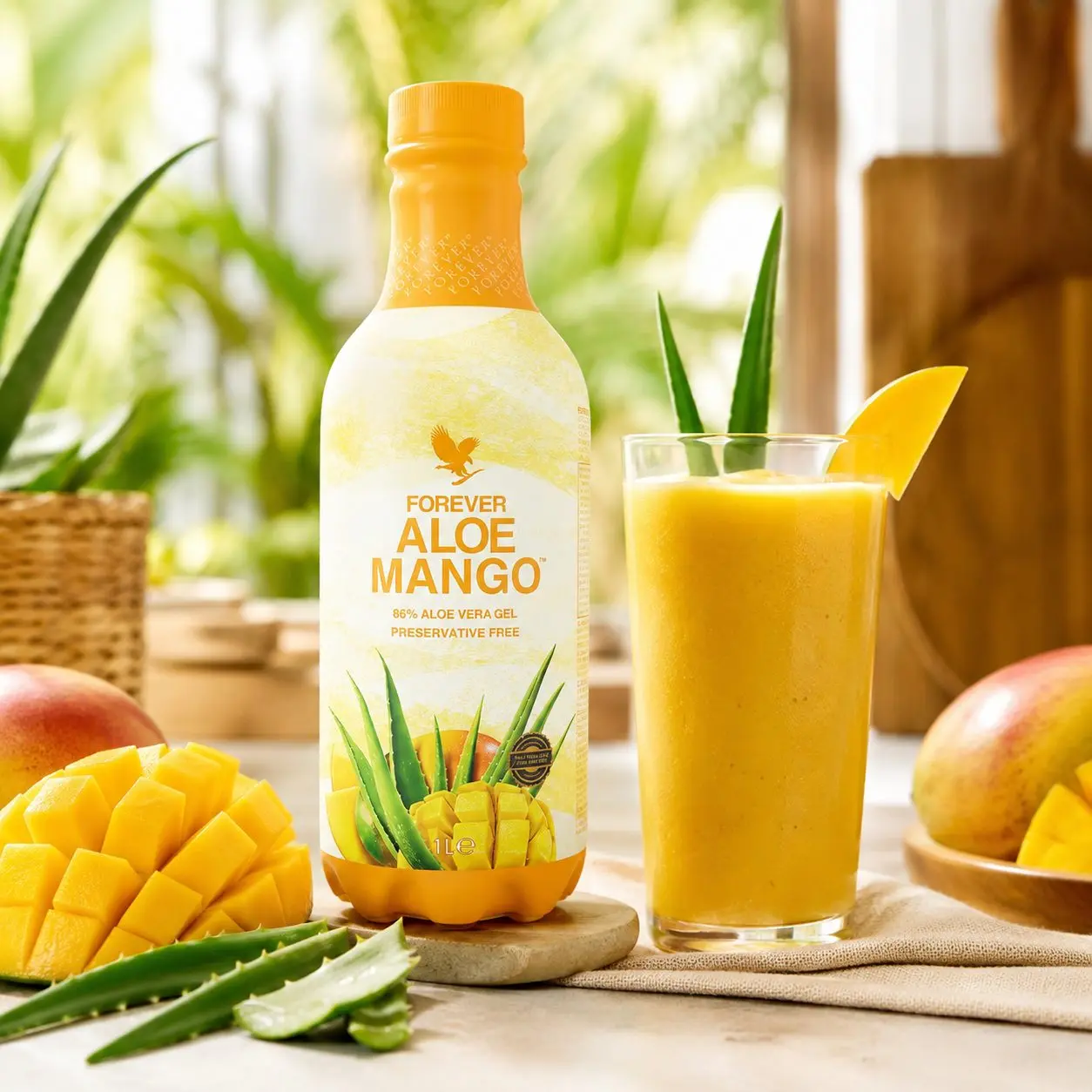 Gekühlter Forever Aloe Mango, servierbereit