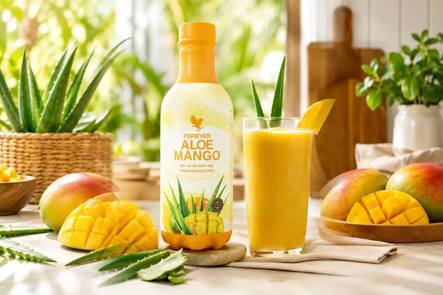 Gekühlter Forever Aloe Mango, servierbereit