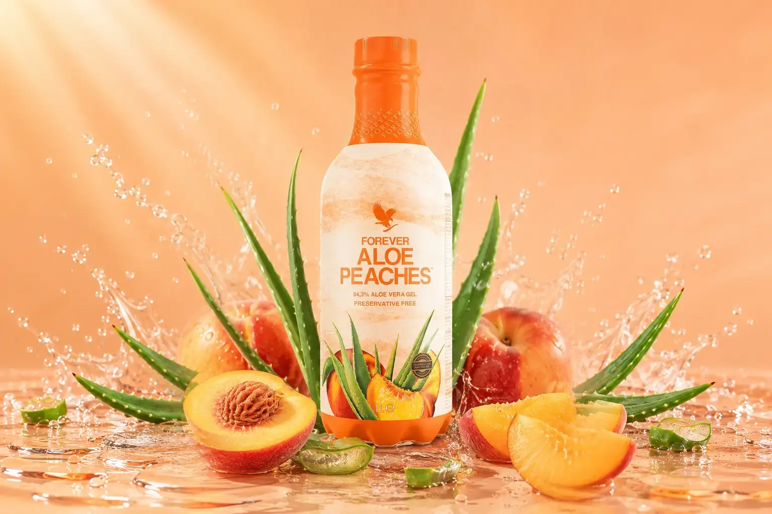 Forever Aloe Peaches mit Pfirsichen und Aloe vera