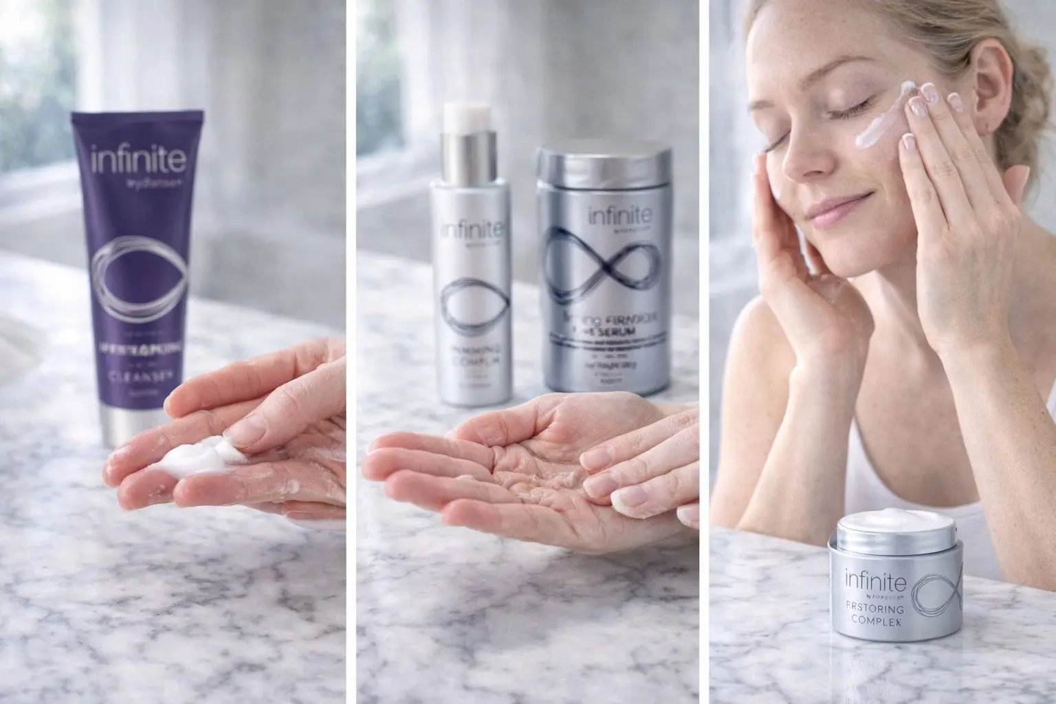 Infinite Firming Complex in einer Produktaufnahme und einer Alltagsszene